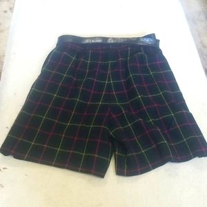 Sag Harbor Belted Plaid Tartan Wool Shorts Pant